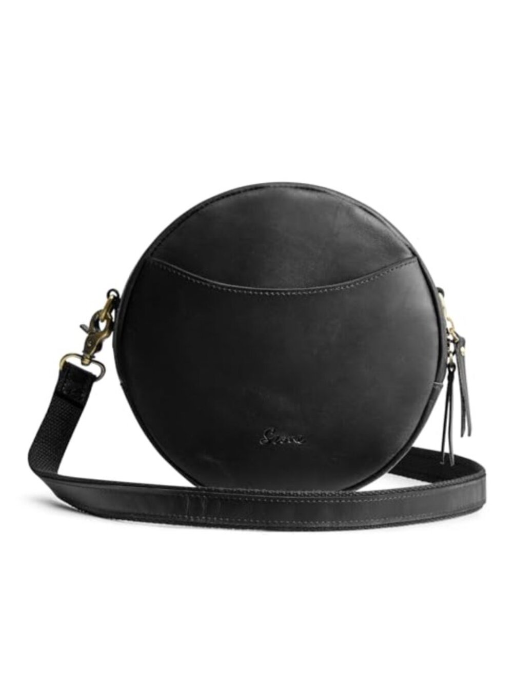 Leather Crossbody Bag for Women Circle Round Shoulder Bag Adjustable Strap